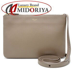 Celine Trio Crossbody Shoulder Bag Beige Tan Leather